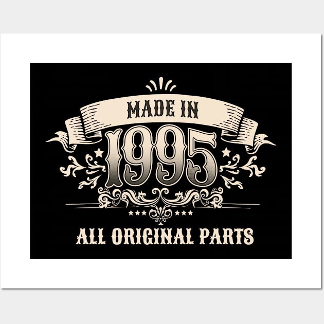 Retro Vintage Birthday Made In 1995 All Original Parts Wall Art by star trek fanart and more